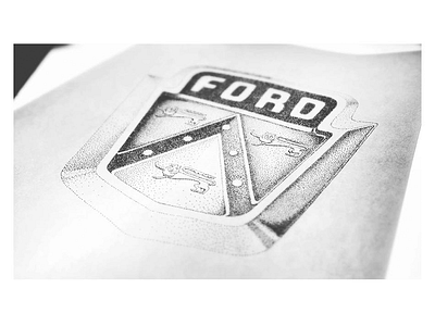 Vintage Ford Emblem dotwork emblem handmade logo pointillism