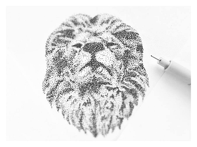 A Lion among Men branding dotwork handmade logo pointillism