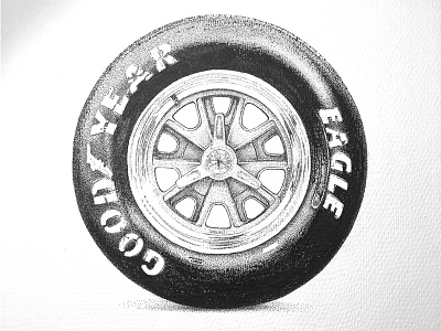 Wheelz Series - Goodyear Eagle car carart cars dotwork drawing handmade illustration pointillism poster retro sketch vintage