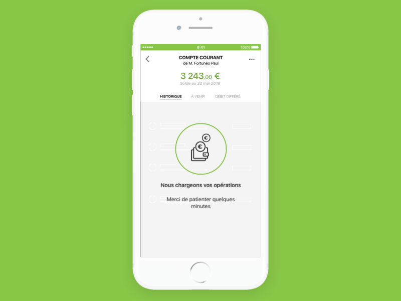 Fortuneo Chargement app bank bank card design interaction loading mobile paris transaction ui