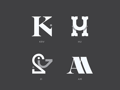 KRV - UH - 2i - AM Monogram grid logo logos logotype monogram monograms shape type typography