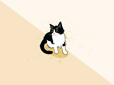 Tuxedo Cat Portrait design illustration