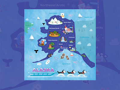 Alaska Travel Map design illustration vector