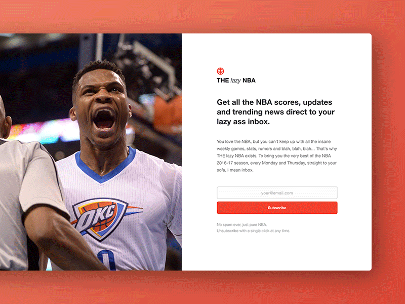 THE lazy NBA clean email lazy minimal nba sports website white