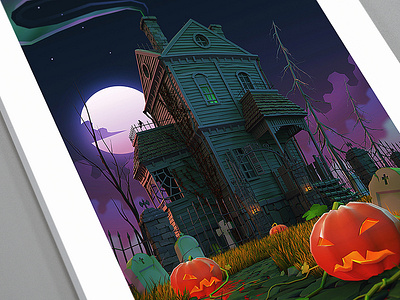 Halloween 3d autumn halloween haunted house horror illustration pumpkin