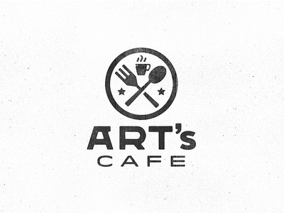 Art's Cafe - one more cafe circle coffee custom type fork icon logo spoon star typography