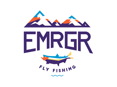 EMRGR brand branding camping emergers fishing logo modern mountain podcast survival trout water