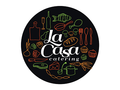 La Casa brand catering chef culinary food icon indie logo orange recipe veggies