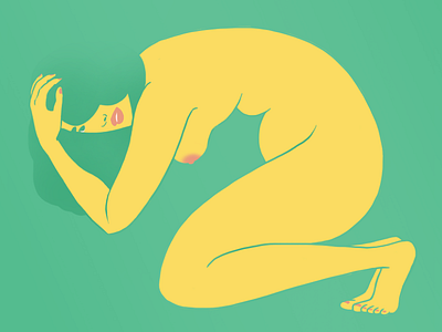 Crouching digital illustration illustration nude photoshop