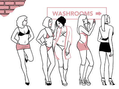 Strippers in Line illustration mural photoshop sketch strippers