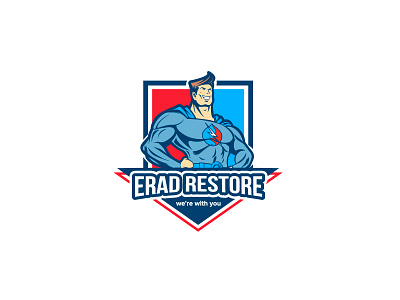 Erad Restore fun funny hero illustration logo logotype pet design playful superhero ui ux