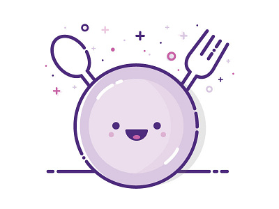 Happy Plate food fork happy icon illustration plate spoon vector