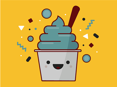 Happy Froyo frozen yogurt icon illustration line art snapchat