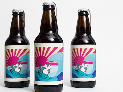 Nihon Momonga beer illustration japan packaging squirrel surf vector