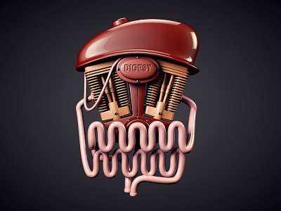 Digestive system 3d c4d digest motorcycle system