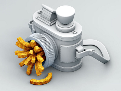 Jammed 3d c4d camera fries illustration modeling