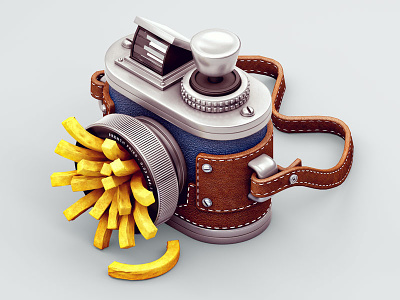 Jammed 2 3d c4d camera fries illustration modeling
