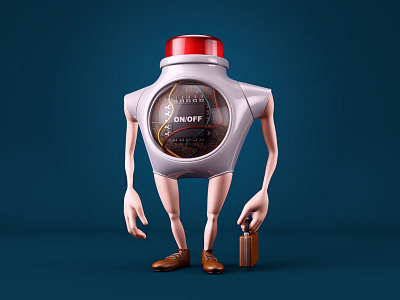 Button Bot 3d c4d character illustration modeling robot