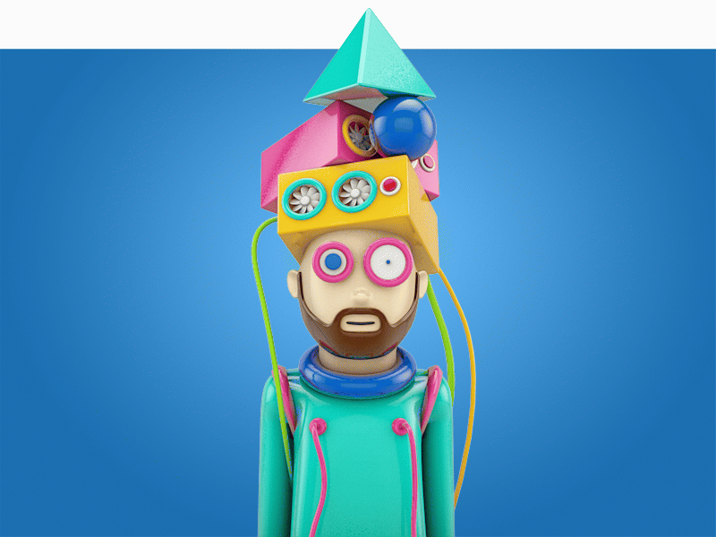Connected 3d c4d character connect geometry illustration