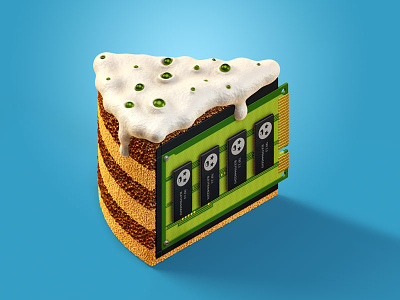 Memory stick 3d c4d cake circuit illustration isometric memory ram sweet