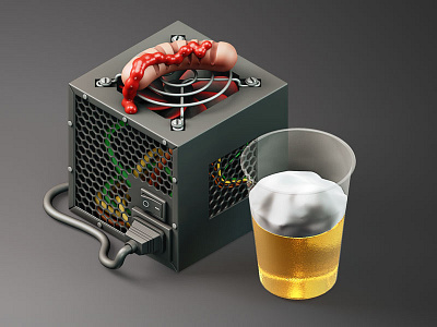 PSU BBQ 3d bbq beer c4d cpu illustration isometric psu summer