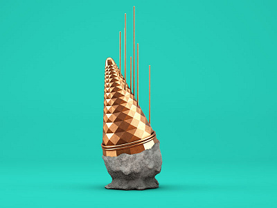 Ice cream monument 3d bronze c4d concrete icecream monument