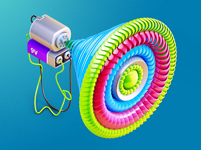 Dream Engine 3d battery c4d childhood electric illustration isometric motor
