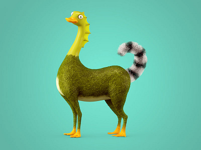 Splice 3d c4d character duck horse lizard racoon sp splice