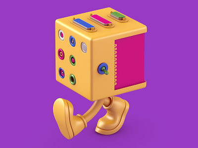 Disconnected 3d c4d character connect cube illustration ports