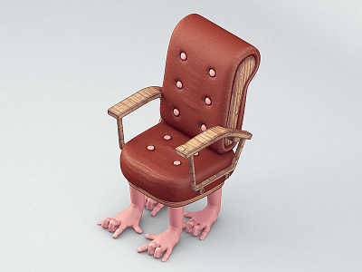 Rocking chair 3d 3dc c4d chair hands leather parts rock