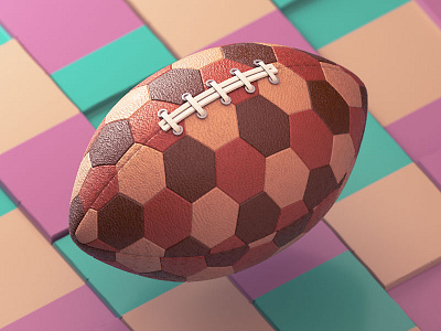 Football 3d c4d football geometry illustration isometric leather mix