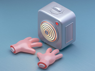 Defrost 3d c4d cold defrost frost hands heater illustration