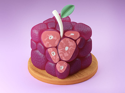 Meatberry 3d abstract berry c4d fruit illustration isometric meat