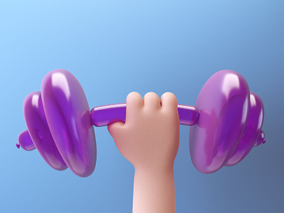 Pumping 3d balloon c4d dumbbel exercise fitness illustration pumping weights