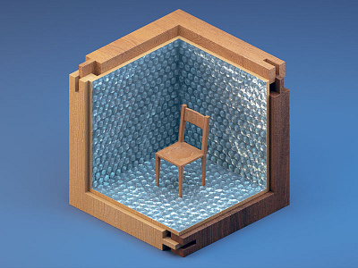 Stress Relief Room 3d bubble c4d illustration isometric room stress wood wrap