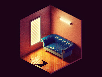 The Great Escape 3d c4d couch escape illustration isometric parquet room