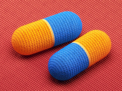 Homesick 3d c4d carpet illustration isometric knit pill sick woven