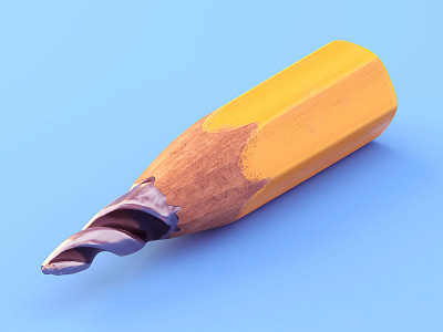 Through Thick And Thin 3d c4d drill graphite illustration isometric pencil wood