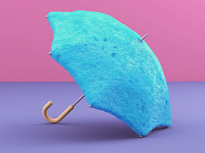 Soak it up 3d abstract c4d illustration model soak sponge umbrella
