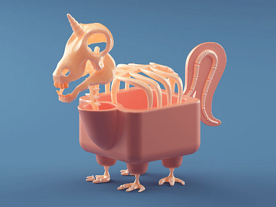 Unicorn 3d anatomy bones c4d illustration slice unicorn