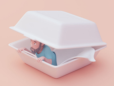 Takeout 3d box c4d food illustration sleep takeout
