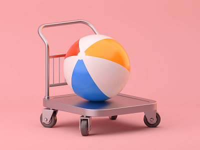 Heavy Stuff 3d ball c4d cargo delivery illustration package trolley
