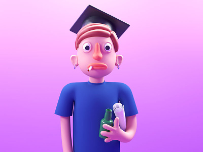 Congratulations 3d c4d character diploma graduation illustration party