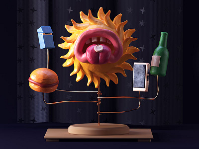 Home Assignment 3d c4d illustration plasticine solar space system