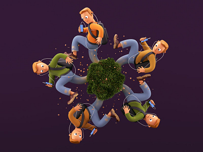 *Bleep* Cycle 3d c4d character cycle grass illustration park