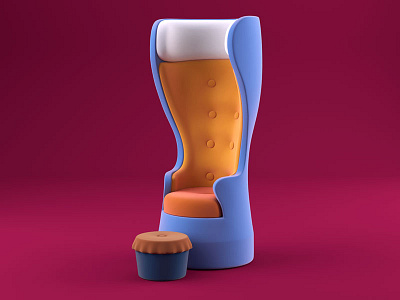 Chillin' 3d beer break c4d chair illustration render