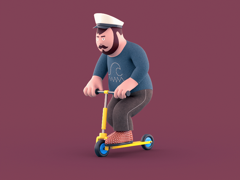 Cruise render captain cruise scooter loop illustration c4d 3d