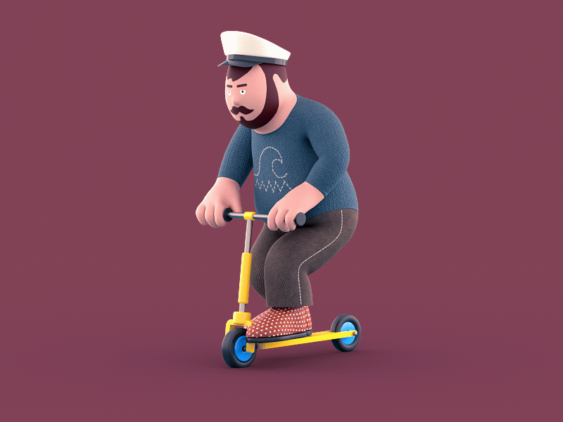 Cruise 3d c4d captain cruise illustration loop render scooter