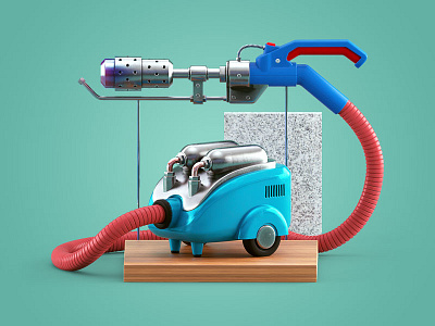 Cleaning Up 3d 3dmodel c4d flamethrower illustration render vacuum cleaner