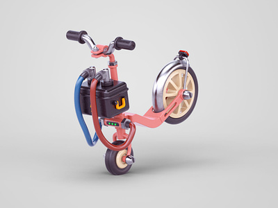 Extra charge 3d battery c4d illustraion scooter